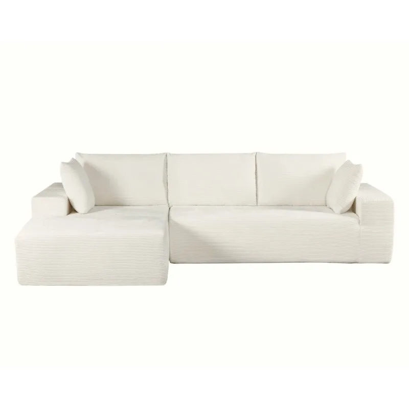 CozyForm Convertible Sectional Sofa in Soft Corduroy, Modern Comfy Couch with Full Foam Cushioning, Cozy Sleeper Sectional for L