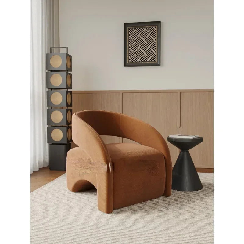 Best-selling Single Chair Living Room Single Sofa Leisure Chair Light Luxury Curved Balcony Chair Small Apartment