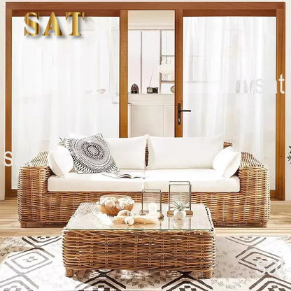 Modern Leisure Hotel Outdoor Garden Lounge Sofa Sectional Set Wicker Rattan Patio Balcony Furniture for Living Room