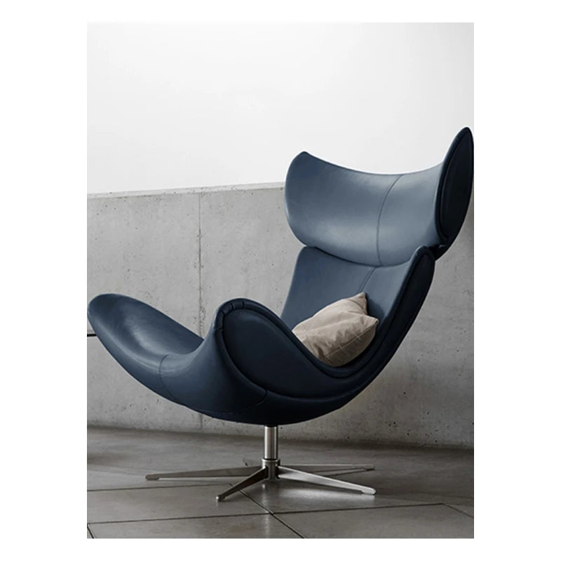 ￥#Nordic Finished Designer Living Room Lounge Imola Recliner Single Sofa Chair and Ottoman