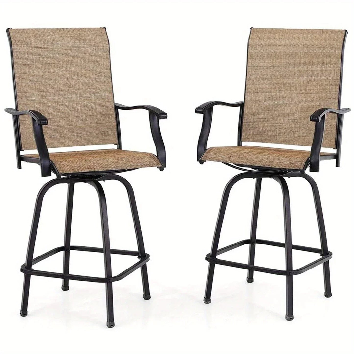 Patio Bar Stools Set of 2 Swivel Bar Height Tall Chairs Outdoor Barstools Chairs