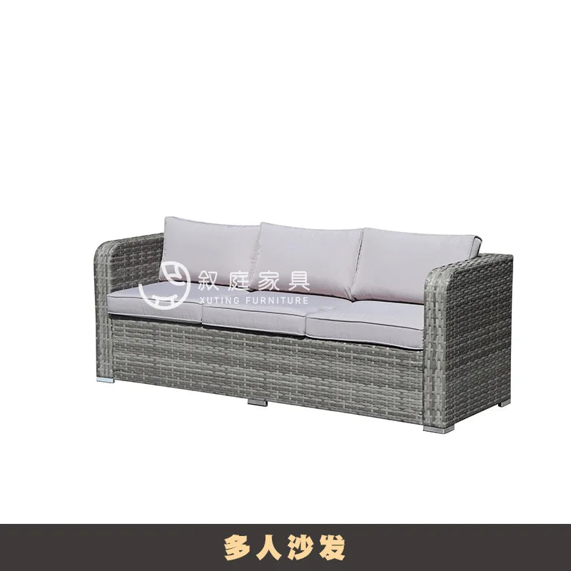 Outdoor leisure rattan sofa outdoor open-air garden courtyard waterproof and sunscreen leisure hotel bed and breakfast terrace c