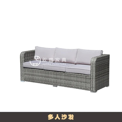 Outdoor leisure rattan sofa outdoor open-air garden courtyard waterproof and sunscreen leisure hotel bed and breakfast terrace c
