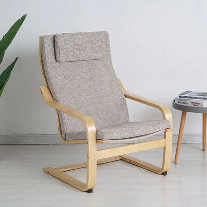 Nordic Lounge Chair - Solid Wood Armrest Recliner for Balcony & Nursery
