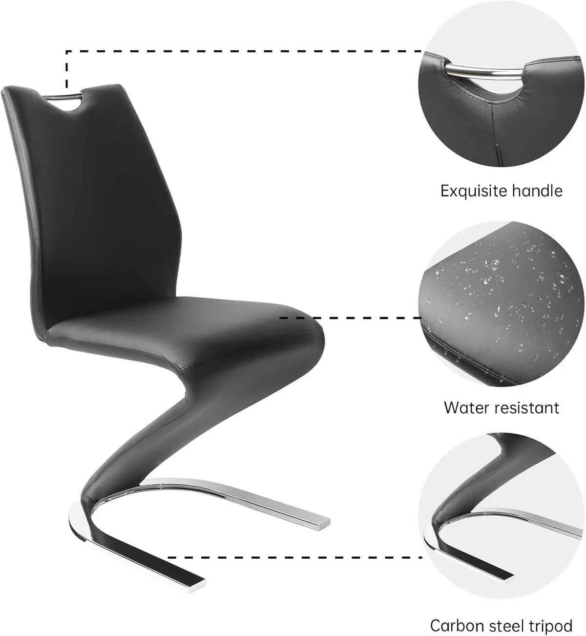 Mermaid Dining Chairs Set of 2, Modern Kitchen Dining Room Armless Upholstered Side Chairs in PU Leather Cushion Seat