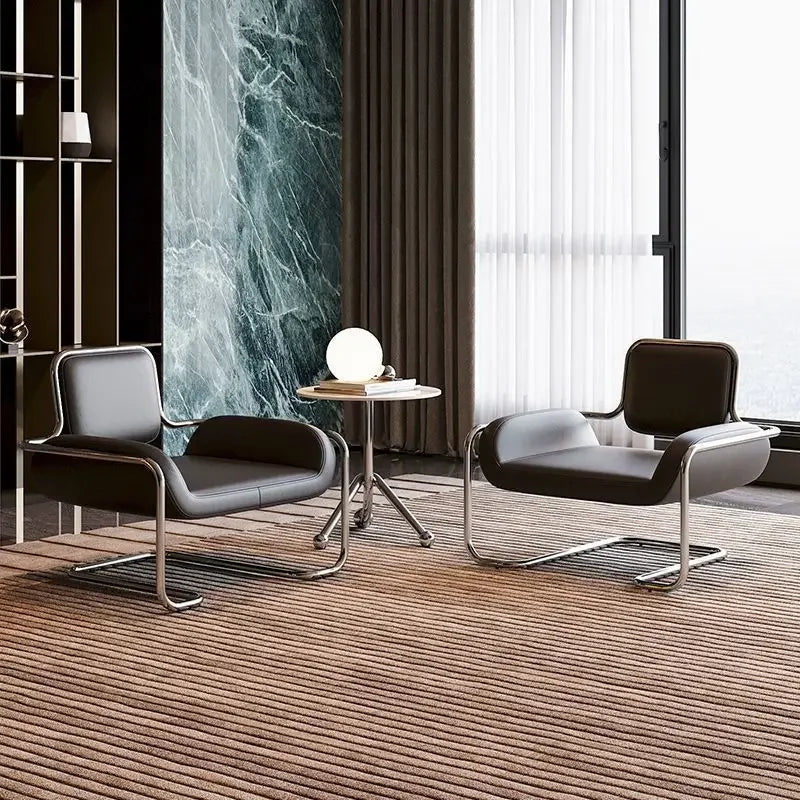 Nordic Designer Medieval Stainless Steel Light Luxury Minimalist Living Room Reception Leisure Single Chair Special-shaped Chair