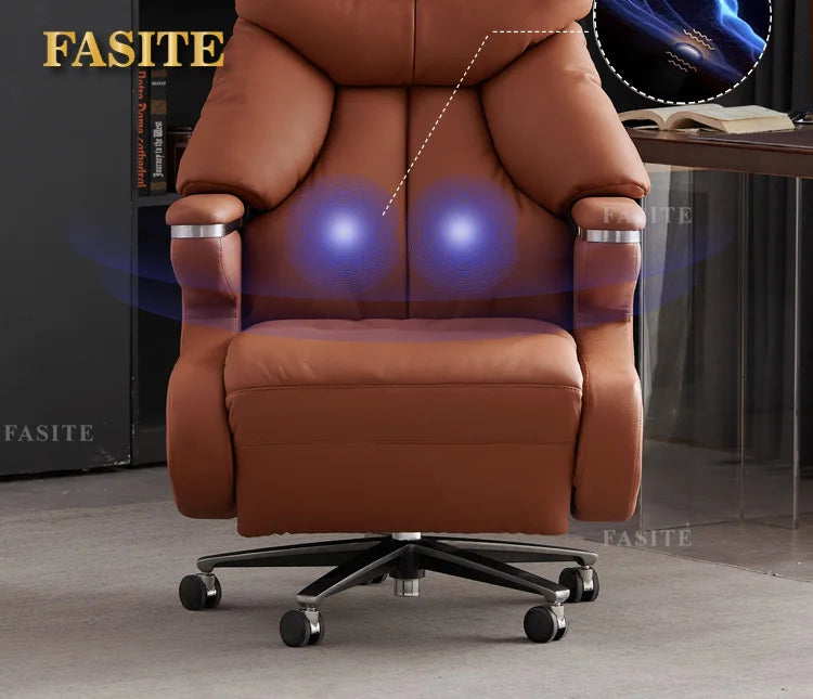 Lunch break can lie down dual-purpose leather office desk chair, light luxury sedentary and comfortable electric massage boss