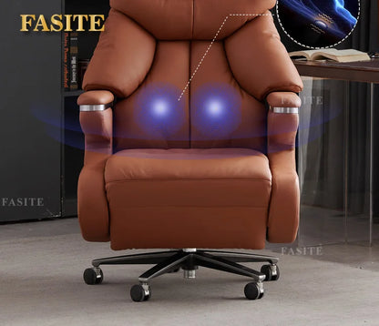 Lunch break can lie down dual-purpose leather office desk chair, light luxury sedentary and comfortable electric massage boss