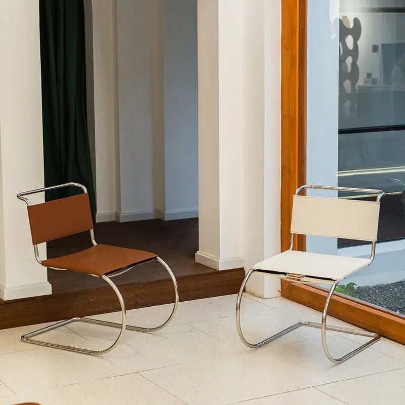 Nordic Minimalist Stainless Steel Dining Chair Armless Modern Simple Antique Furniture Wind Back Chair