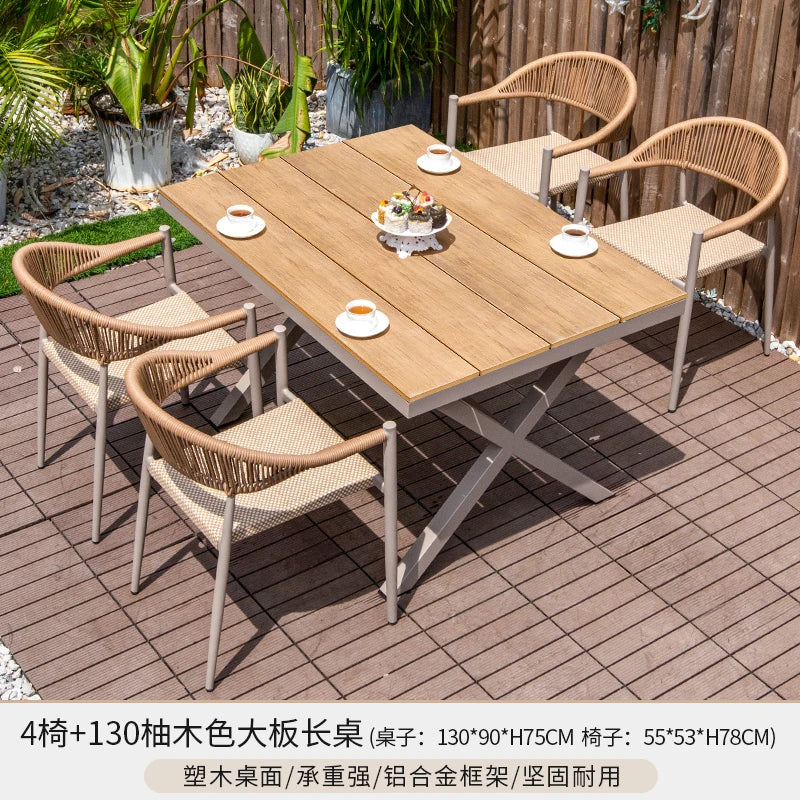Outdoor table and chair courtyard villa leisure open-air balcony rattan chair Internet celebrity waterproof sunscreen garden