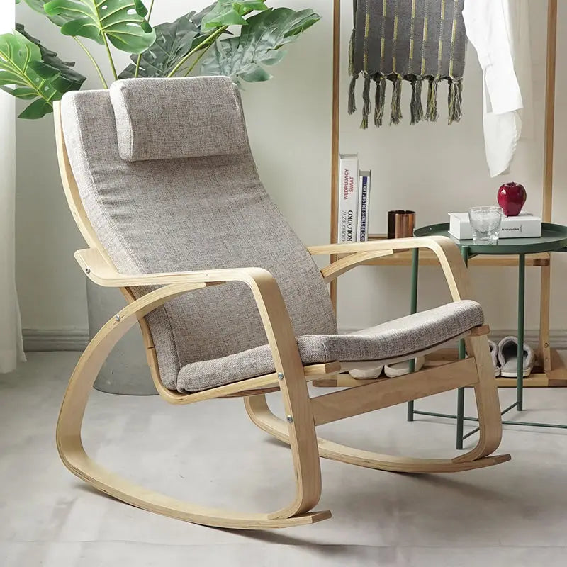 Simple and modern Nordic Boang rocking chair easy chair solid wood recliner lazy pregnant woman chair balcony lounge