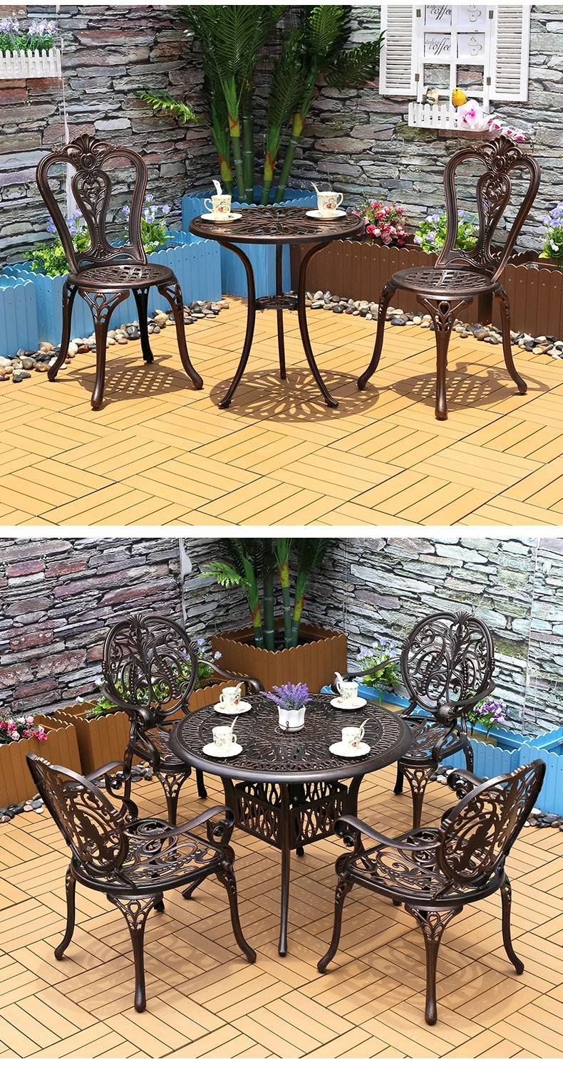 2-Piece Set Cast Aluminum Chairs Outdoor Chair Set Garden Chair Weather-Resistant Patio Metal Chair Bistro Chair