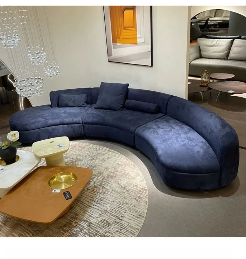 Curved sofa minimalist designer large corner fabric sofa combination