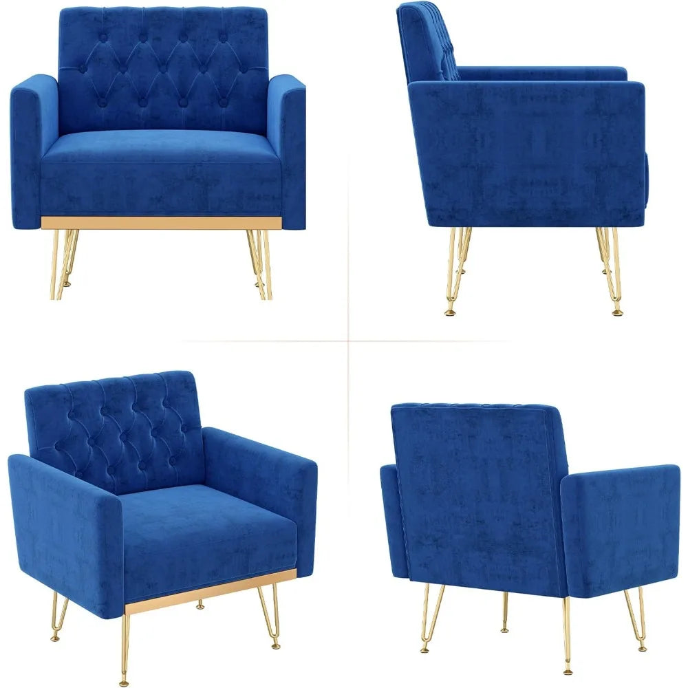 Accent Chair for Living Room, Comfy Oversized Velvet Upholstered Arm Chairs, Mid Century Modern Reading Single Sofa Side Chair