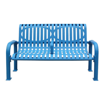 Outdoor Furniture Powder Coated Slatted Steel Bench Seat Outside Park Metal Seating Bench Garden Rustic Sitting Chair Bench