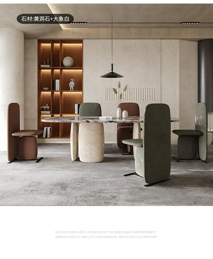 Italian Minimalist Marble Dining Table, Nordic Designer Modern Kitchen Table for Home, Customizable, Safe,, Artful Style