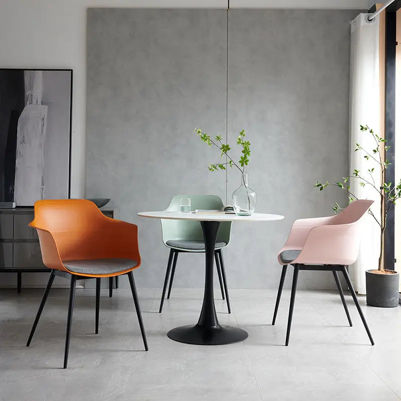 Modern Simple Living Room Chair Plastic Cushion Chair Home Restaurant Armchair Nordic Leisure Chairs Backrest Desk Chairs