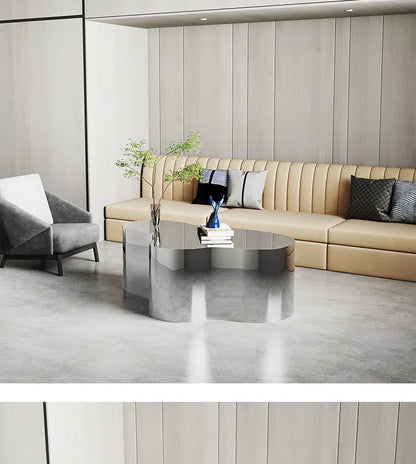 Creative Shape Stainless Steel Light Luxury Mirror Reception Coffee Table Living Room Tea Table Coffee Irregular Table