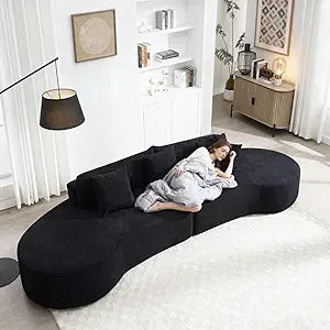 Luxury Oversized Curved Sectional Sofa Modern Living Room 4 Seater Cloud Couch TerryCloth Boneless Comfort