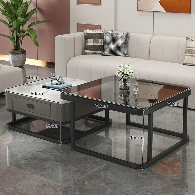 Glass Luxury Coffee Tables Bedside Centre Center Coffee Tables Gold Combination Nordic Basse De Salon Living Room Furniture