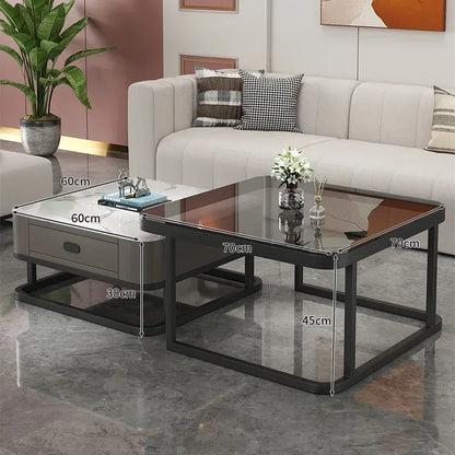 Glass Luxury Coffee Tables Bedside Centre Center Coffee Tables Gold Combination Nordic Basse De Salon Living Room Furniture