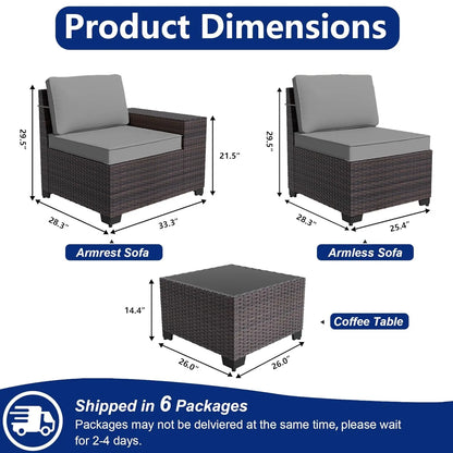 12pc High Back All-Weather PE Rattan Patio Sectional Sofa Set with Coffee Table & Cushions Outdoor Garden Use , Custom