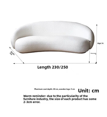 French cream style lamb wool cashew sofa living room three-person curved pea sofa designer sofa