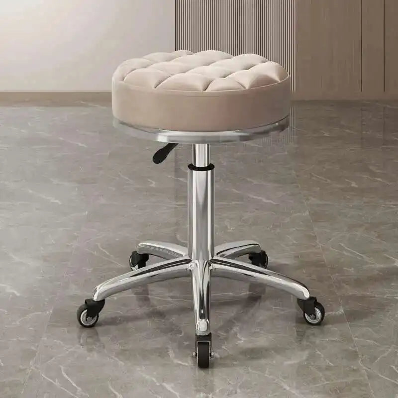 Barber Nail Salon Chair Swivel Wheels Rotating Salon Hair Stylist Barbershop Equipment Furniture Professional Rolling Silla