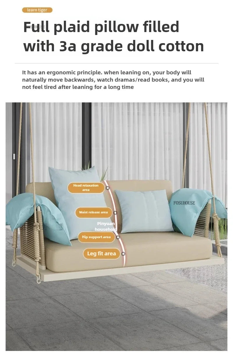Nordic Patio Swings Indoor Balcony Hanging Basket Chair Home Single Double Rope Hanging Basket Hanging Chairs Outdoor Furniture