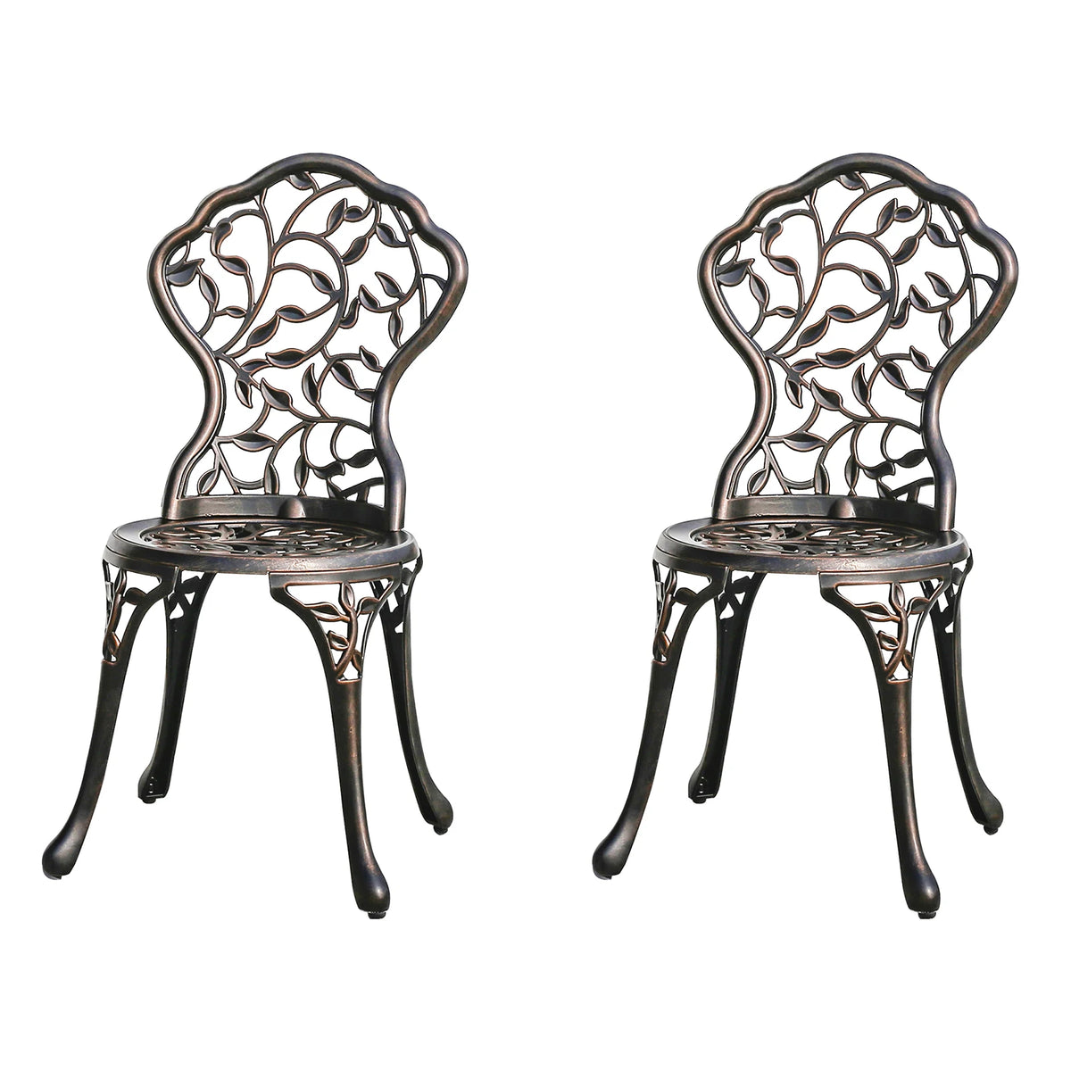 2-Piece Set Cast Aluminum Chairs Outdoor Chair Set Garden Chair Weather-Resistant Patio Metal Chair Bistro Chair