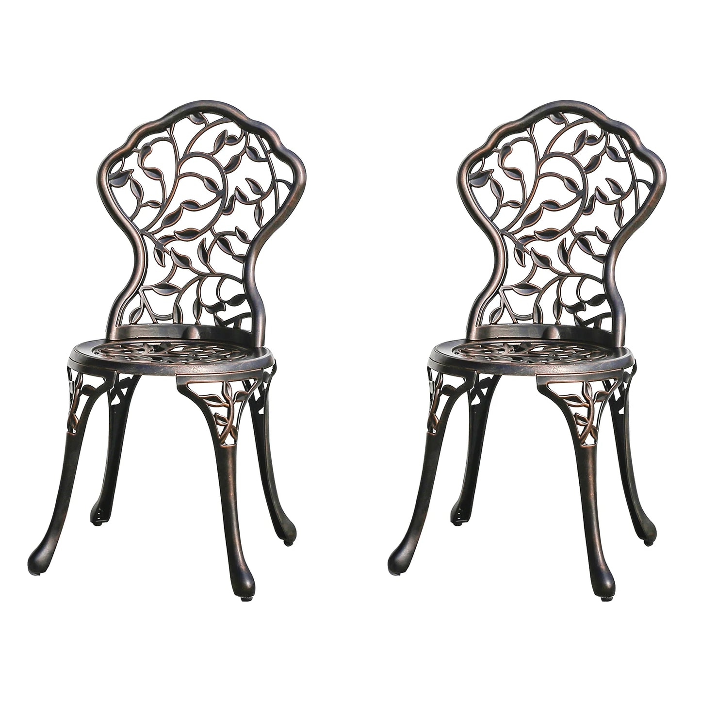 2-Piece Set Cast Aluminum Chairs Outdoor Chair Set Garden Chair Weather-Resistant Patio Metal Chair Bistro Chair