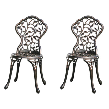 2-Piece Set Cast Aluminum Chairs Outdoor Chair Set Garden Chair Weather-Resistant Patio Metal Chair Bistro Chair