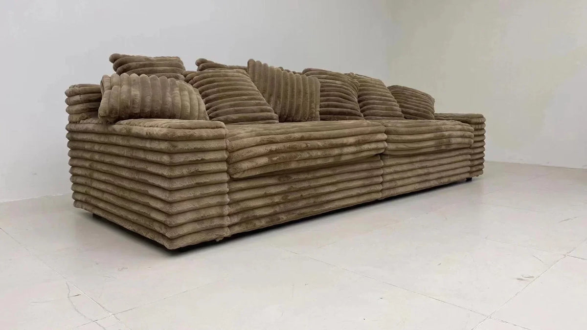 Modern Lazy Sofa Thick Corduroy Cloud Design Extra Wide Seat Depth Vacuum Compressed Packaging Easily Create a Cozy Corner