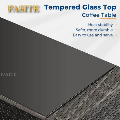 Wicker Conversation Set for Porch Deck Camping Gray Rattan Sofa Chair With Cushion  Camping Table Patio Furniture Outdoor Set