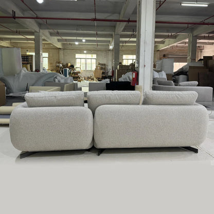 Modern Space Saving Living Room Couch Linen Fabric Sectional Corner Sofa