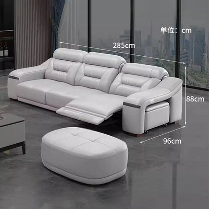 MINGDIBAO Genuine Leather Living Room Sofa Set Power Reclining Couch Electric Recliners with Stool Seating Room, Sofa Reclinable
