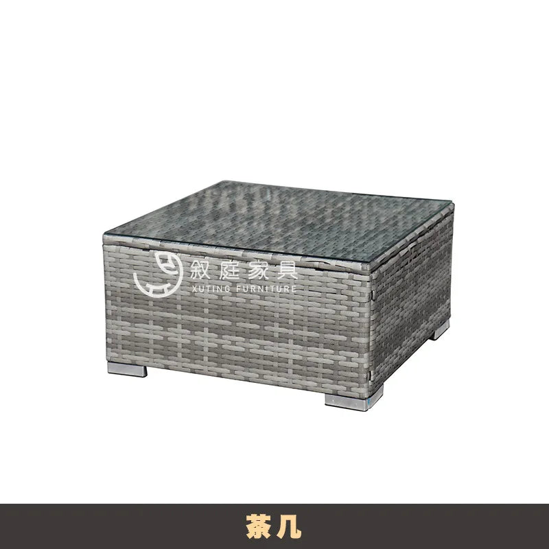Outdoor leisure rattan sofa outdoor open-air garden courtyard waterproof and sunscreen leisure hotel bed and breakfast terrace c