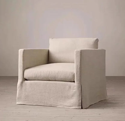 North American wabi style Japanese style white cream linen cotton and linen designer living room B & B straight