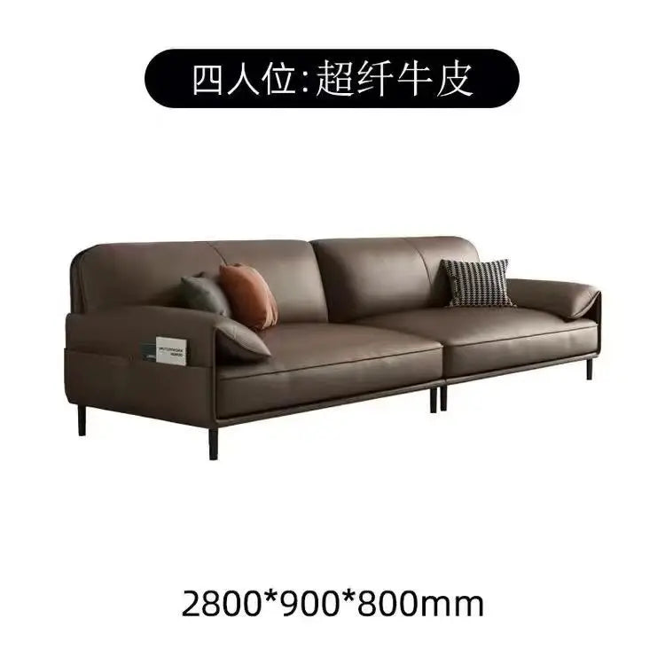 Simple Modern Office Sofa Coffee Table Set Luxury Genuine Leather Three-Seater for Business Meeting Reception Living Room Hotel