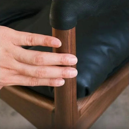 Wooden Living Room Chairs Leather Armchair Aesthetic Vintage Single Person Backrest Chair Luxury Comfortable Lazy Sofa Chair