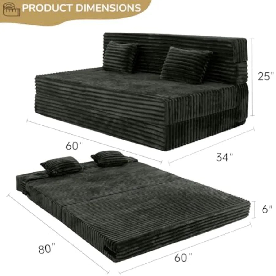 Folding Sofa Bed Queen Size Convertible Sleeper Chair Loveseat with Pillow Futon Chair Sofa Bed Fold Out Floor Couch Foldable M