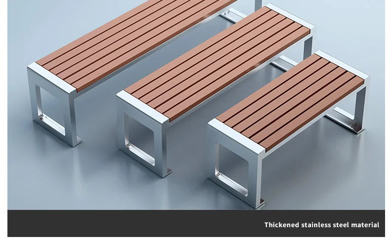 Banc de Patio Anti-Corrosion en acier inoxydable 304, haute qualité, 1.5mm d'épaisseur, mobilier d'extérieur moderne pour salle de sport, centre commercial, supermarché