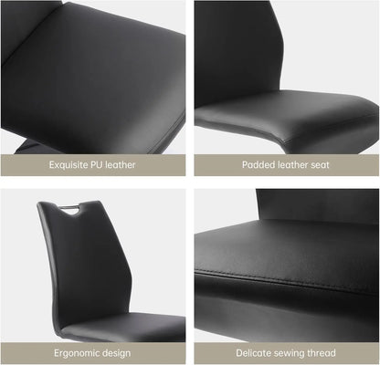 Mermaid Dining Chairs Set of 4, Modern Kitchen Dining Room Armless Upholstered Side Chairs in PU Leather Cushion Seat