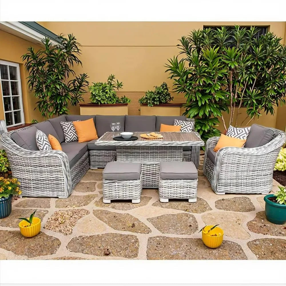 Wicker Patio Rattan Sets Garden Sofa Set Modern Lounge Furniture Sofa Set Outdoor Garden Furniture