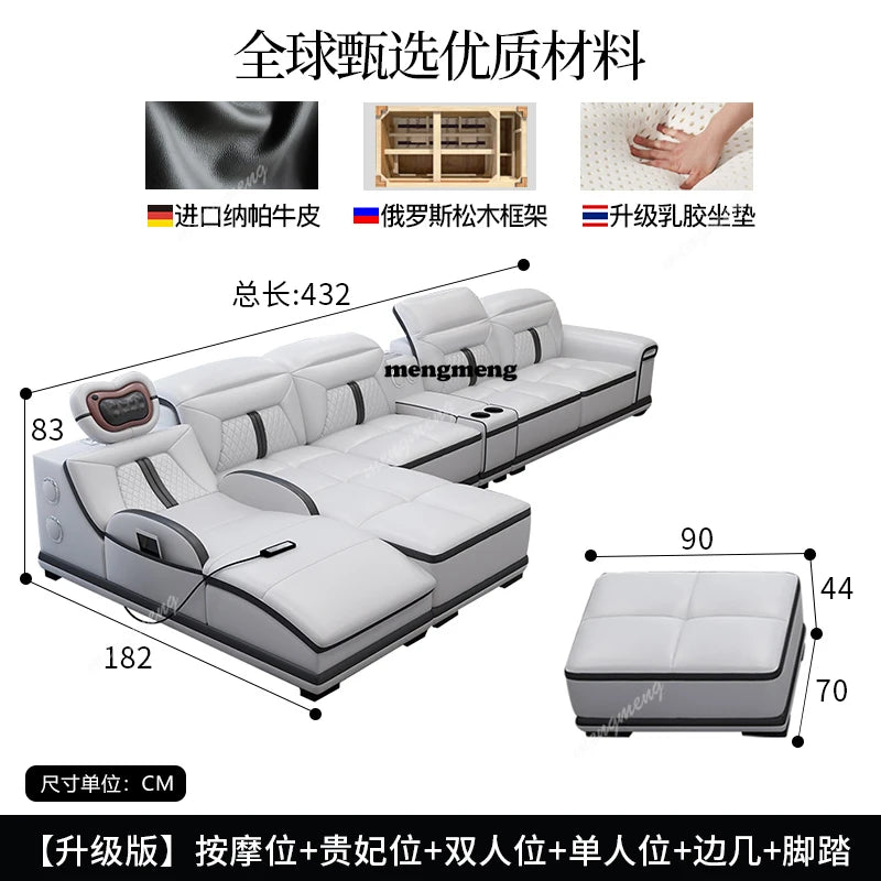 Multifunction Modern Sofas Genuine Leather Minimalist Electric Apartment Living Room Sofas Massage Comfortable Muebles Furniture