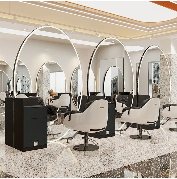 Modern Style Large Gold Styling Barber Wall Mounted Salon Furniture Hairdressing Led Makeup Beauty Salon Mirror