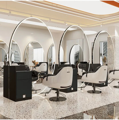 Modern Style Large Gold Styling Barber Wall Mounted Salon Furniture Hairdressing Led Makeup Beauty Salon Mirror