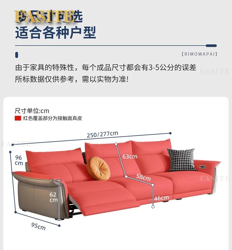 Leather sofa, electric living room, home theater sofa, modern function, adjustable leg support, one layer cowhide sofa