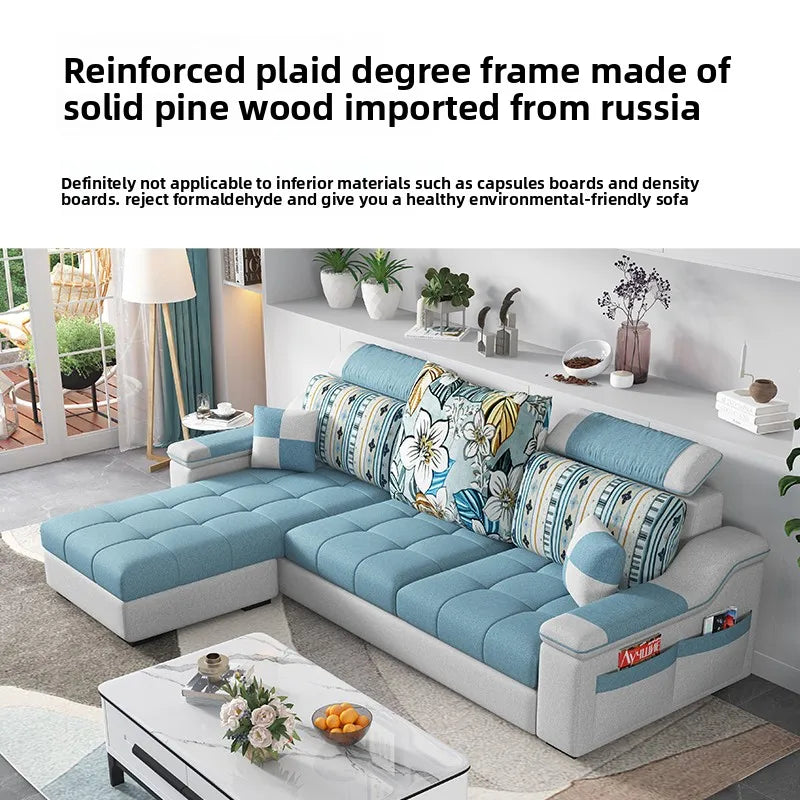 Modern minimalist Nordic fabric sofa with recliner family small apartment hotel living room bedroom