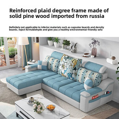 Modern minimalist Nordic fabric sofa with recliner family small apartment hotel living room bedroom